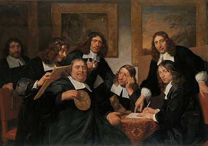 圣卢克公会的理事，哈勒姆，1675年`The Governors of the Guild of St Luke, Haarlem, 1675 (1675) by Jan de Bray