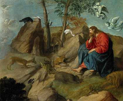 荒野中的基督`Christ in the Wilderness (ca. 1515–20) by Moretto Da Brescia