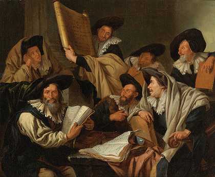犹太教讨论`Rabbinical Discussion by Jacob Toorenvliet