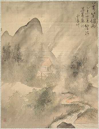 云雨万竹`Ten Thousand Bamboos in the Mist and Rain (1847) by Tsubaki Chinzan