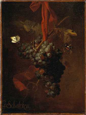 戈德弗里德·沙尔肯的《一串葡萄》`Bunch of Grapes by Godfried Schalcken