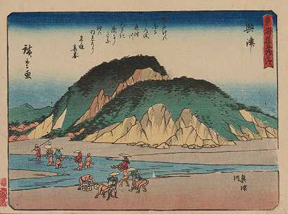 东海道五宿三杉，第18页`Tokaido gojusantsugi, Pl.18 (1868~1912) by Andō Hiroshige