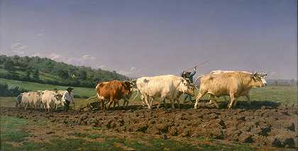 耕耘`Ploughing in Nevers (1849) by Rosa Bonheur