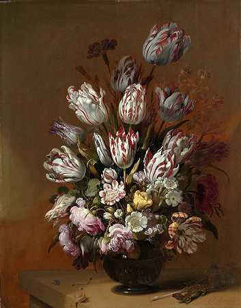 花卉静物画`Floral Still Life (1639) by Hans Bollongier