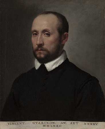 文琴佐·瓜里诺尼肖像`Portrait of Vincenzo Guarignoni (c. 1572) by Giovanni Battista Moroni