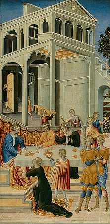 莎乐美向希律王请求圣约翰浸礼会的领袖`Salome Asking Herod for the Head of Saint John the Baptist (1455~60) by Giovanni di Paolo