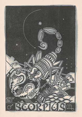 天蝎座`Sterrenbeeld schorpioen (1880 ~ 1946) by Henri van der Stok