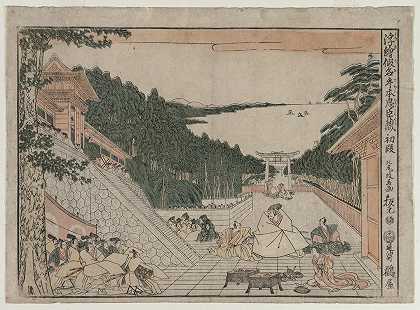 忠诚宝库透景观`Perspective Pictures for The Treasure House of Loyalty (c. 1790s) by Kitao Masayoshi