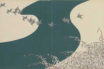 冬季河流（扶余河）`River in Winter (Fuyu no kawa) (1909~1910) by Kamisaka Sekka