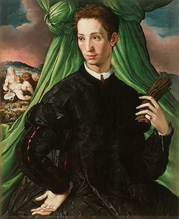 佛罗伦萨贵族的肖像`Portrait of a Florentine Nobleman (1546–48) by Francesco de&; Rossi