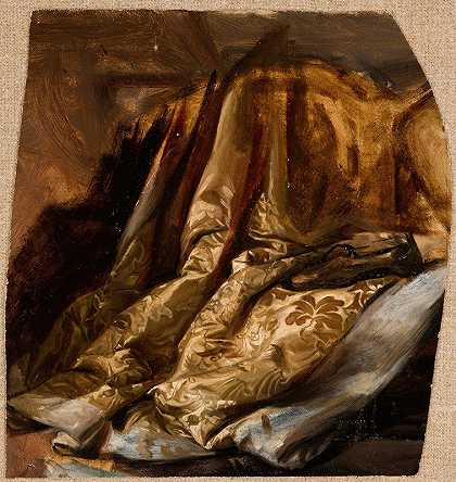 奎因和的封面碎片这是我的床。对这幅画的研究芭芭拉·拉齐维之死作者：Józef Simmler`Fragment of the Cover of Quinns Bed. Study to the Painting ;The Death of Barbara Radziwiłł (before 1860) by Józef Simmler