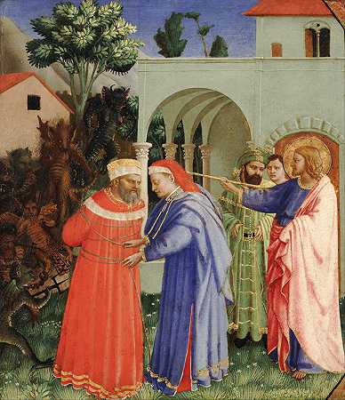 使徒圣詹姆斯大帝释放魔术师赫莫根尼`The Apostle Saint James the Greater Freeing the Magician Hermogenes (circa 1426) by Fra Angelico