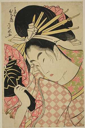 Chojiya的妓女Hinazuru`The courtesan Hinazuru of the Chojiya (1790~1823) by Ichirakutei Eisui