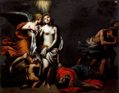 圣艾格尼斯保护区`Saint Agnes Protected by an Angel (1578~1649) by an Angel by Alessandro Turchi
