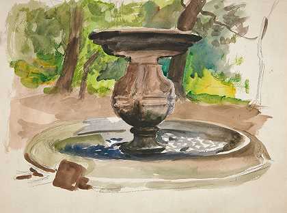 埃德温·奥斯汀·阿比的喷泉研究`Study of a fountain by Edwin Austin Abbey