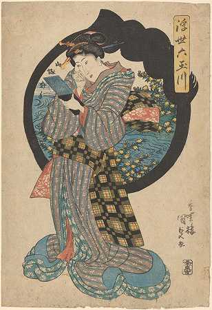 化妆的女人`Woman Putting on Make~Up (ca. 1830–1843) by Utagawa Kunisada (Toyokuni III)