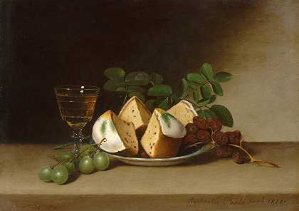 拉斐尔·皮尔的《蛋糕静物》`Still Life with Cake (1818) by Raphaelle Peale