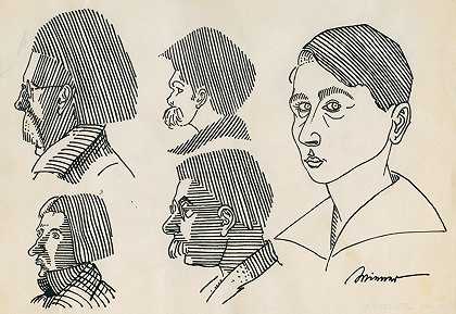 无标题（5幅肖像）`Ohne Titel (5 Porträts) (1919) by Karl Wiener