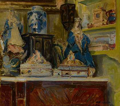 雅克·埃米尔·布兰奇在奥凡维尔的黄色沙龙`Salon jaune à Offranville (1921) by Jacques-Émile Blanche
