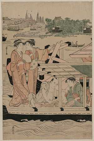 Sumida河上的划船派对`Boating Party on the Sumida River (late 1780s) by Chōbunsai Eishi