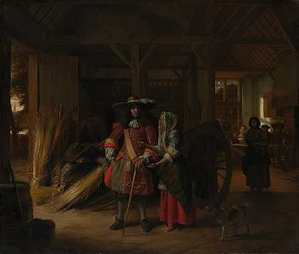 付钱给女主人`Paying the Hostess (ca. 1670) by Pieter De Hooch