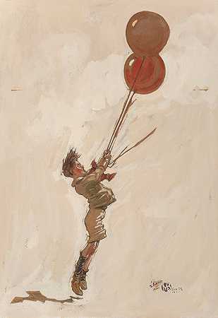 气球`Balloons (1911) by Moses Lawrence Blumenthal