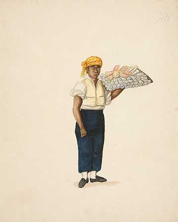 印度男子托盘`Indian Man Carrying Tray (ca. 1850) by Francisco Fierro
