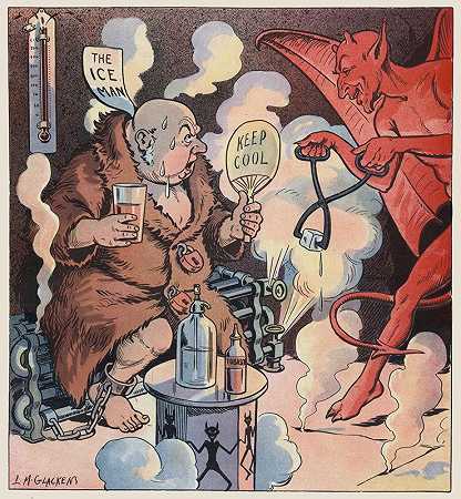 当冰人到达那里`When the ice man gets there (1906) by Louis Glackens