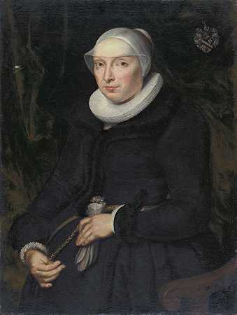 托马斯·普拉特二世的妻子克里斯乔纳·杰克曼的肖像`Portrait of Chrischona Jeckelmann, Wife of Thomas Platter II (1617) by Bartholomäus Sarburgh