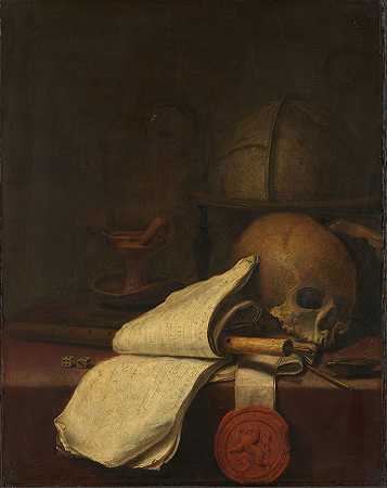 彼得·西蒙兹·波特的《瓦尼塔斯静物》`Vanitas Still Life (1646) by Pieter Symonsz Potter