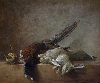 Jean Baptiste Siméon Chardin的《静物与游戏》`Still Life with Game (probably 1750s) by Jean-Baptiste-Siméon Chardin