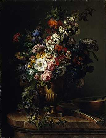 弗朗西斯科·拉科马·丰塔内的花瓶`Vase with Flowers (1805) by Francisco Lacoma y Fontanet  