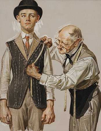 适合穿西装`Fitted for a Suit (1916) by J.C. Leyendecker
