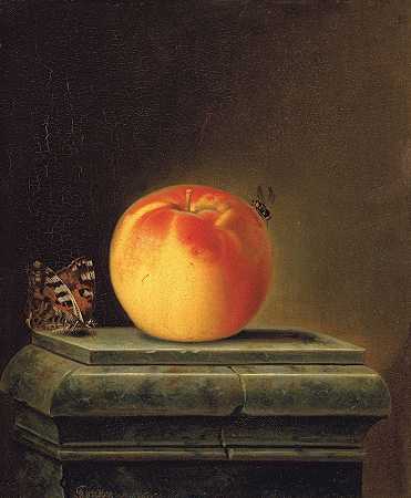 Justus Juncker的《苹果与昆虫静物》`Still Life With Apple And Insects (1765) by Justus Juncker
