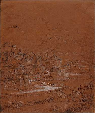 山景与想象中的城市`Mountain Landscape with an Imaginary City (1554–1555) by Hanns Lautensack