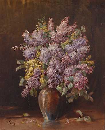 卡尔·维卡斯的《花瓶里的飞人》`Flieder in Vase by Karl Vikas