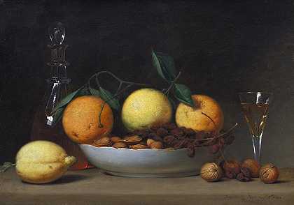拉斐尔·皮尔的甜点`A Dessert (1814) by Raphaelle Peale