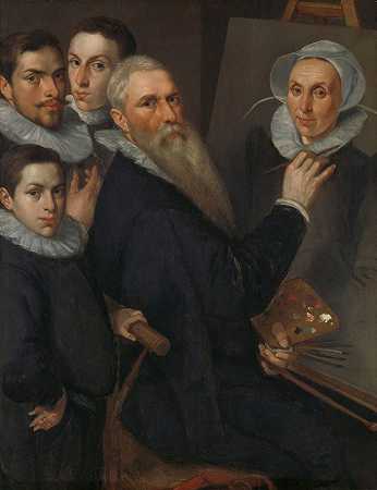 画家及其家人的自画像`Self Portrait of the Painter and his Family (1594) by Jacob Willemsz. Delff the elder