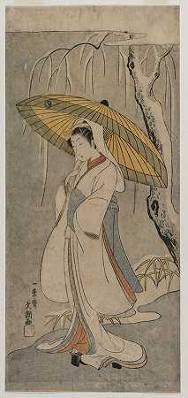 Segawa Kikunojo II饰演苍鹭少女（选自一村剧场系列）`Segawa Kikunojo II as the Heron Maiden (from the series Ichimura Theater) (1770) by Ippitsusai Bunchō