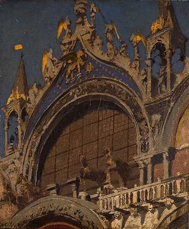 圣马克和的马s、 沃尔特·理查德·西克特著《威尼斯》`The Horses of St Marks, Venice (1905~06) by Walter Richard Sickert