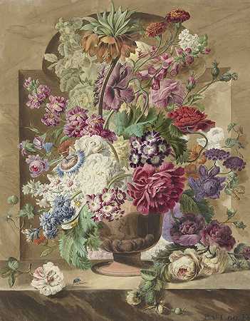Pieter van Loo的花卉作品`Bloemstuk (1745 ~ 1784) by Pieter van Loo