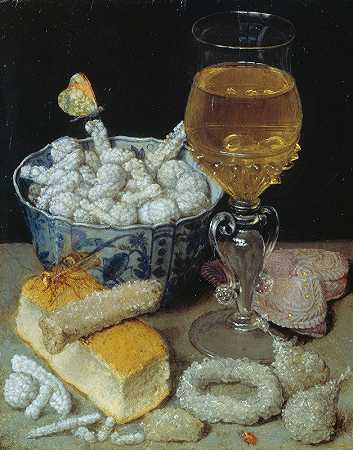 Georg Flegel的《面包与甜食静物》`Still Life With Bread And Sweetmeats (ca. 1637) by Georg Flegel