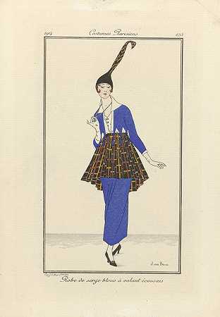 蓝色哔叽连衣裙`Robe de serge bleu (1914) by Jan van Brock