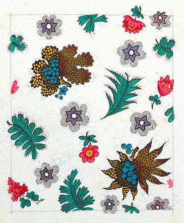 印花纺织品印花设计Pl II`Floral design for printed textile Pl II (1800–1818)