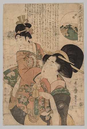 抱孩子的女人`Woman Carrying a Child (1753~1806) by Kitagawa Utamaro