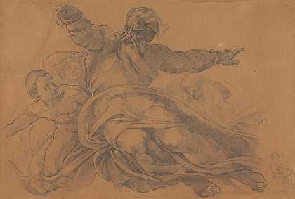根据西斯廷教堂迈克尔·安吉尔的壁画，上帝是父亲`Bóg Ojciec według fresku Michała Anioła z Kaplicy Sykstyńskiej (1888) by Stanisław Wyspiański