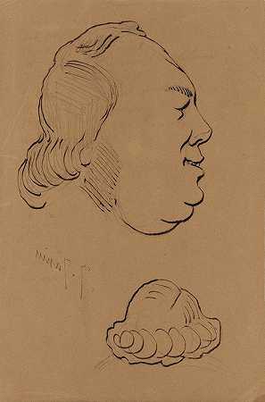 朱尔斯·贾宁的漫画`Caricature of Jules Janin (1848) by Nadar (Gaspard Félix Tournachon)