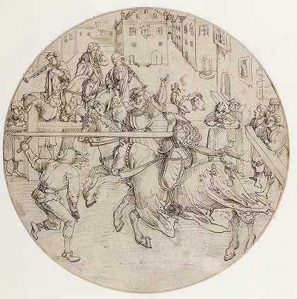 比赛现场`Tournament Scene (1510–1515) by Jörg Breu The Elder