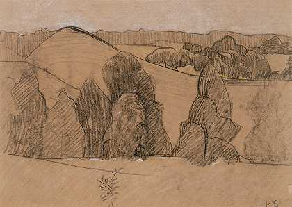 布列塔尼的风景`Landscape in Brittany (circa 1905~1910) by Paul Sérusier