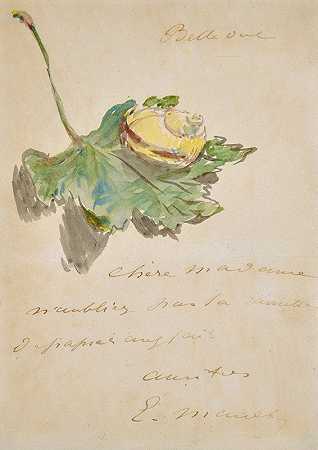 用叶子上的蜗牛装饰的信`Letter Decorated with a Snail on a Leaf (1880) by Édouard Manet